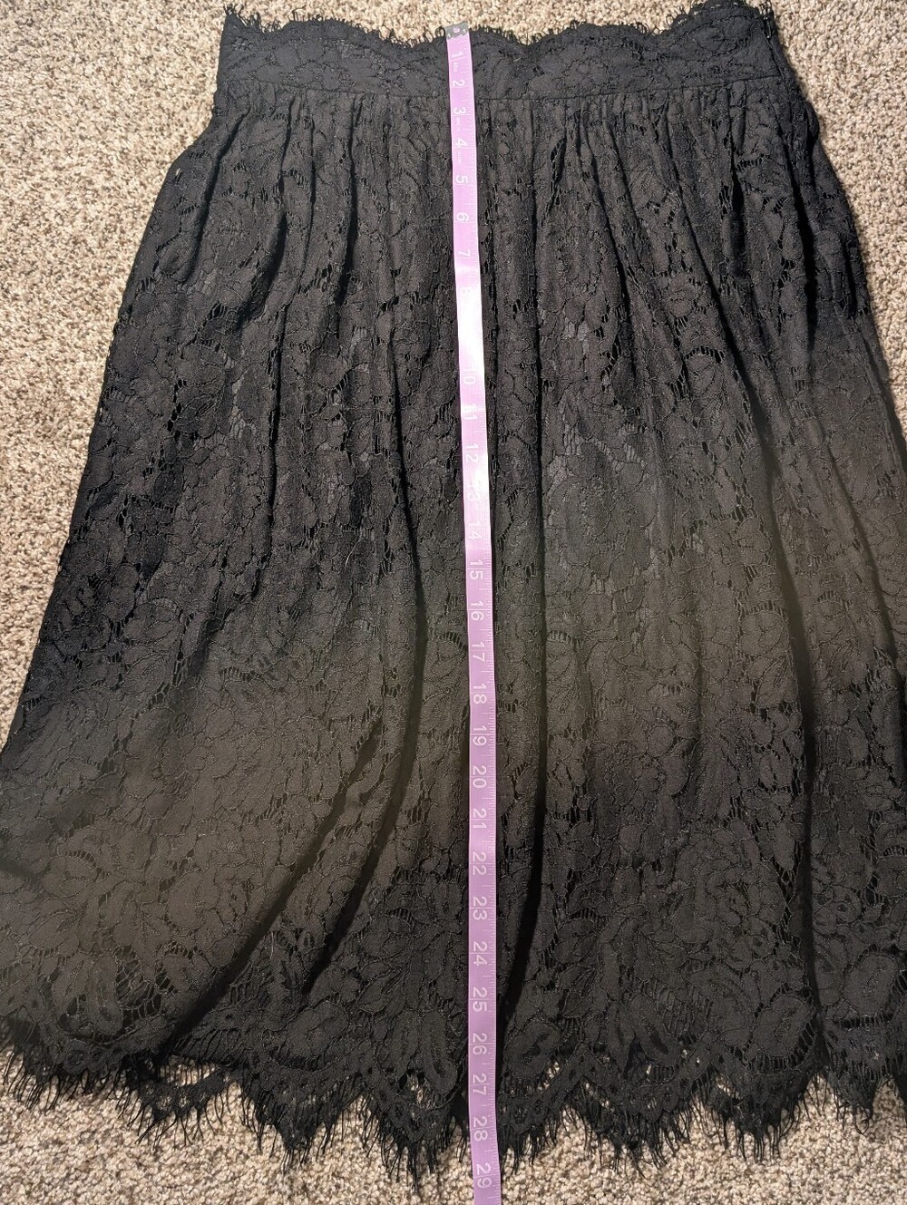 Alya Black Lace Midi Skirt with Scalloped Hem, Size M - Picture 5 of 7